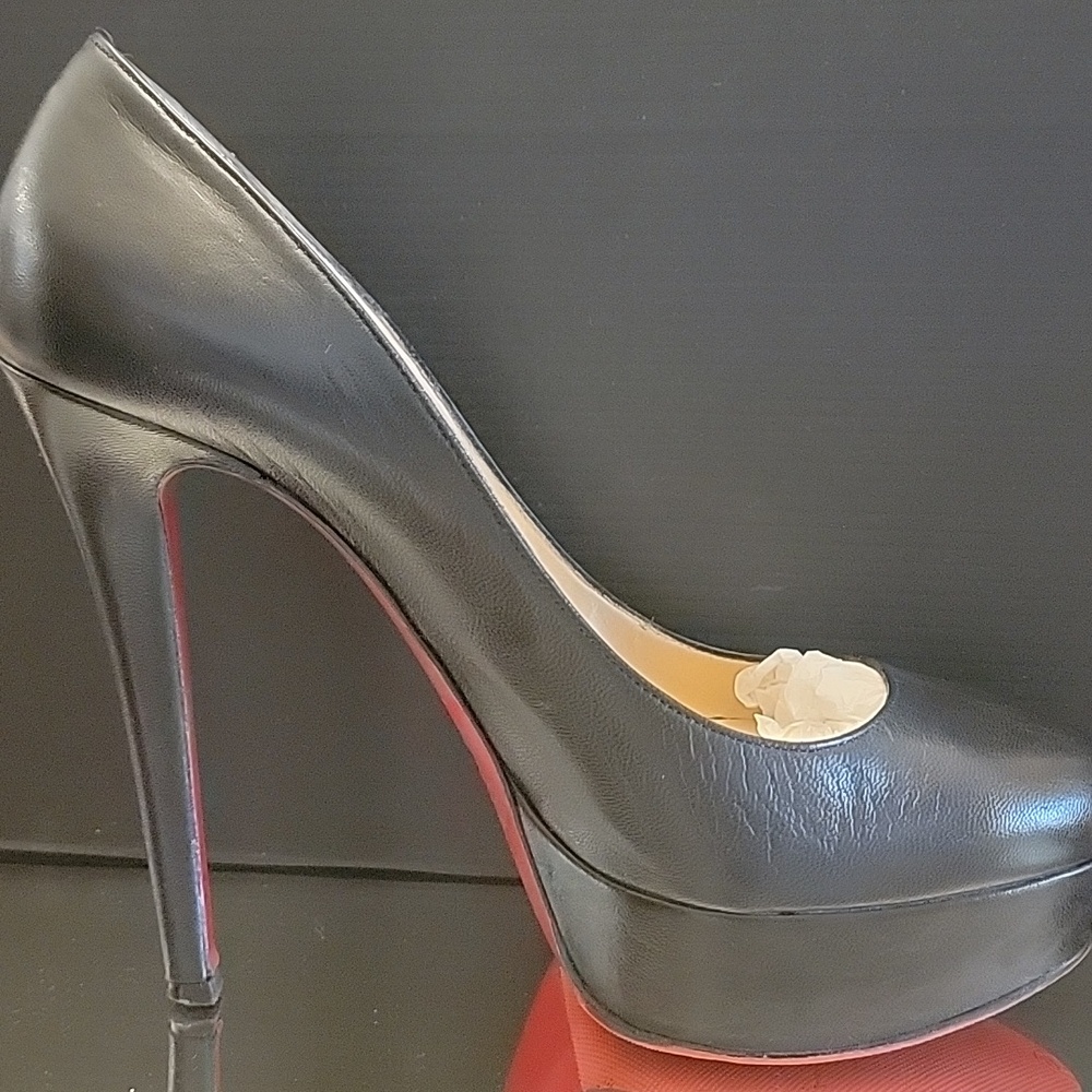 Christian Louboutin Black Kid Leather Bianca 140 Heel Pumps - Picture 6 of 13